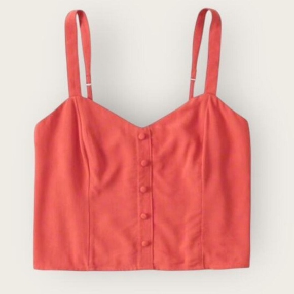 Abercrombie & Fitch Raspberry Sorbet Cropped Cami Sweetheart Neckline Size M - Picture 2 of 12